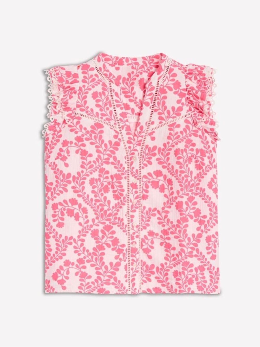 Boden Pink Sleeveless Double Cloth 100% Cotton Top in Pink Floral - Picture 9 of 10